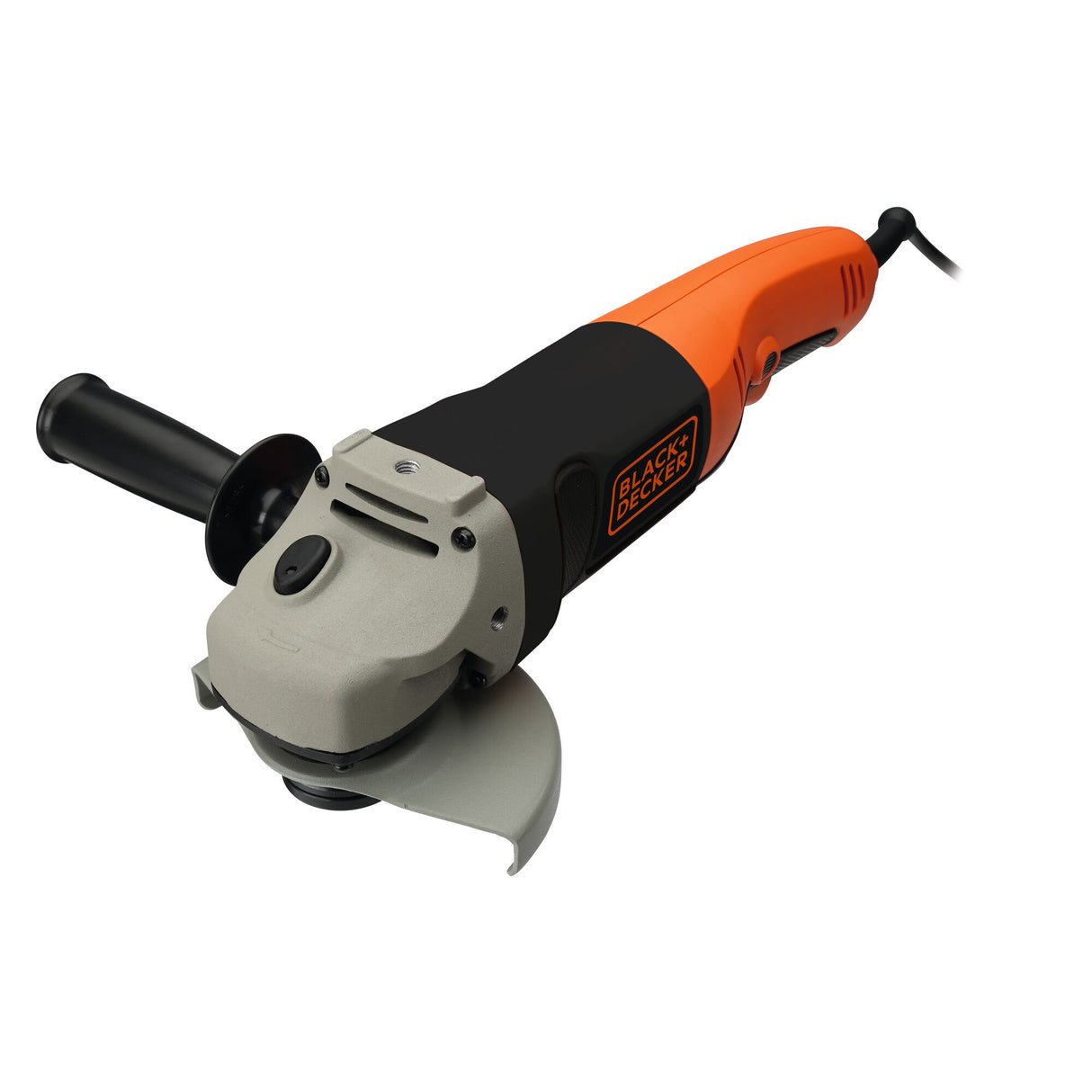 Meuleuse électrique Black+Decker, outillage, couleur orange et noire, vue de profil.
