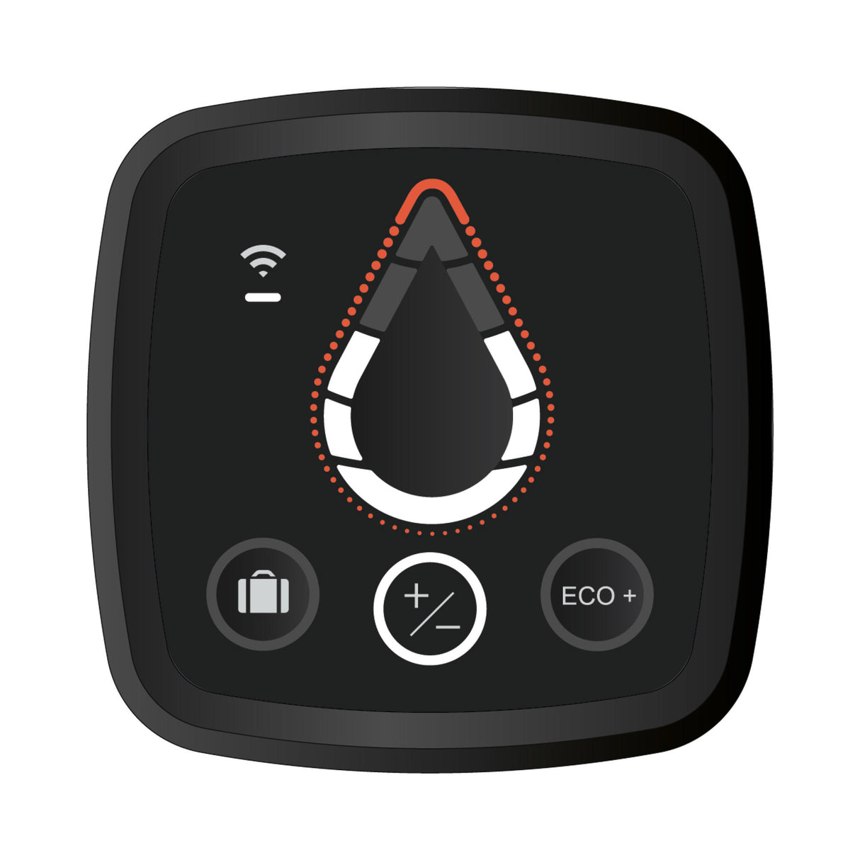 Thermostat noir marque Atlantic, commande digitale pour chauffe-eau connecté.