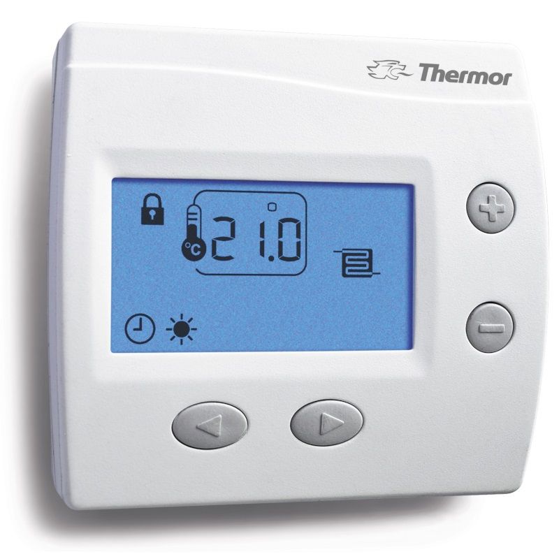 Thermostat électronique blanc Thermor avec écran digital bleu