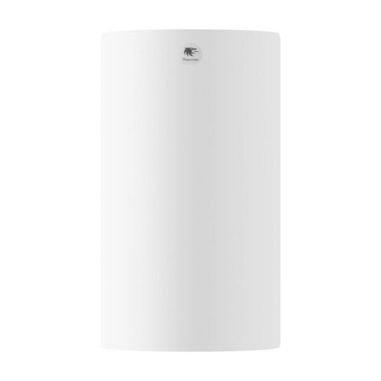 Chauffe-eau Thermor blanc, ballon d’eau chaude cylindrique mural.
