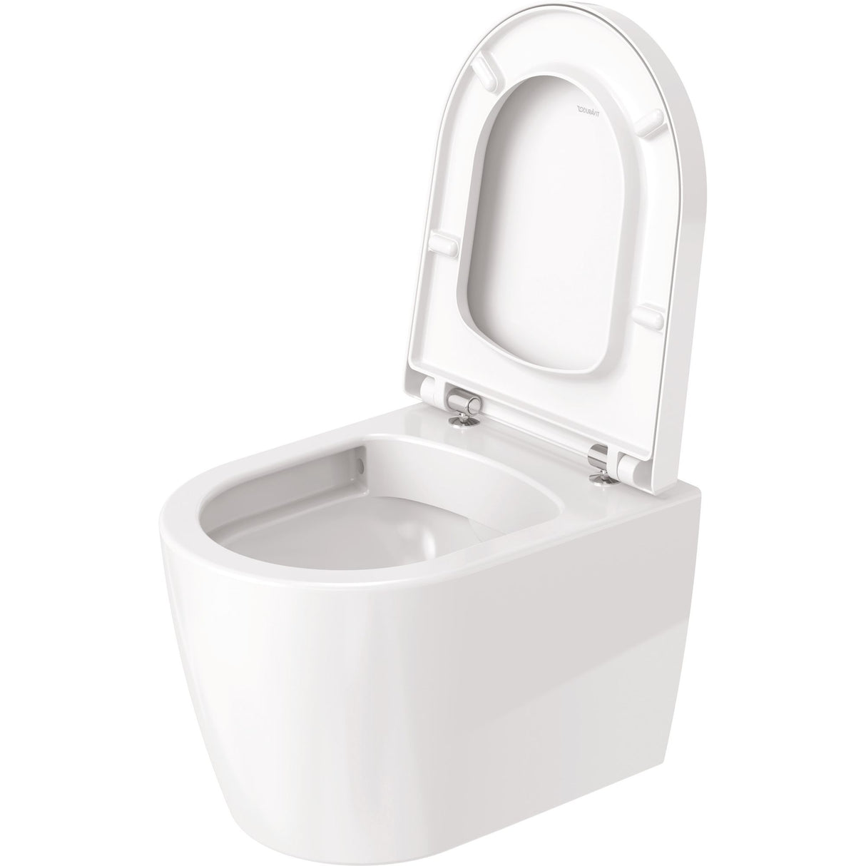 Toilette suspendue blanche de marque Duravit, céramique sanitaire moderne.