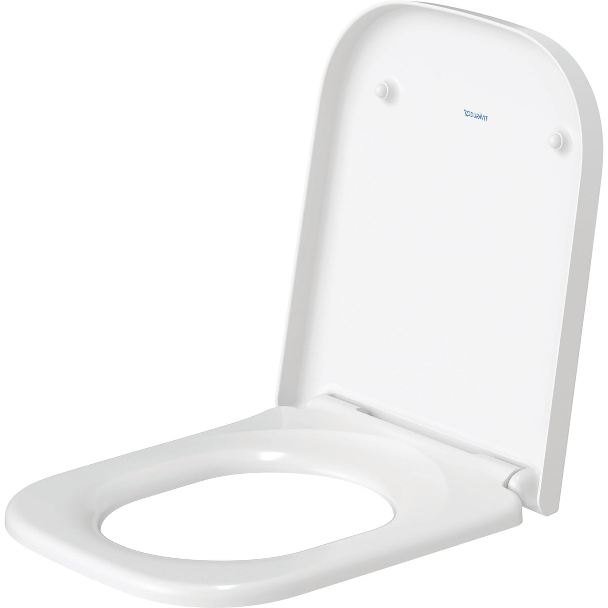 Abattant WC Duravit, blanc, siège de toilette moderne en plastique, couvercle relevé