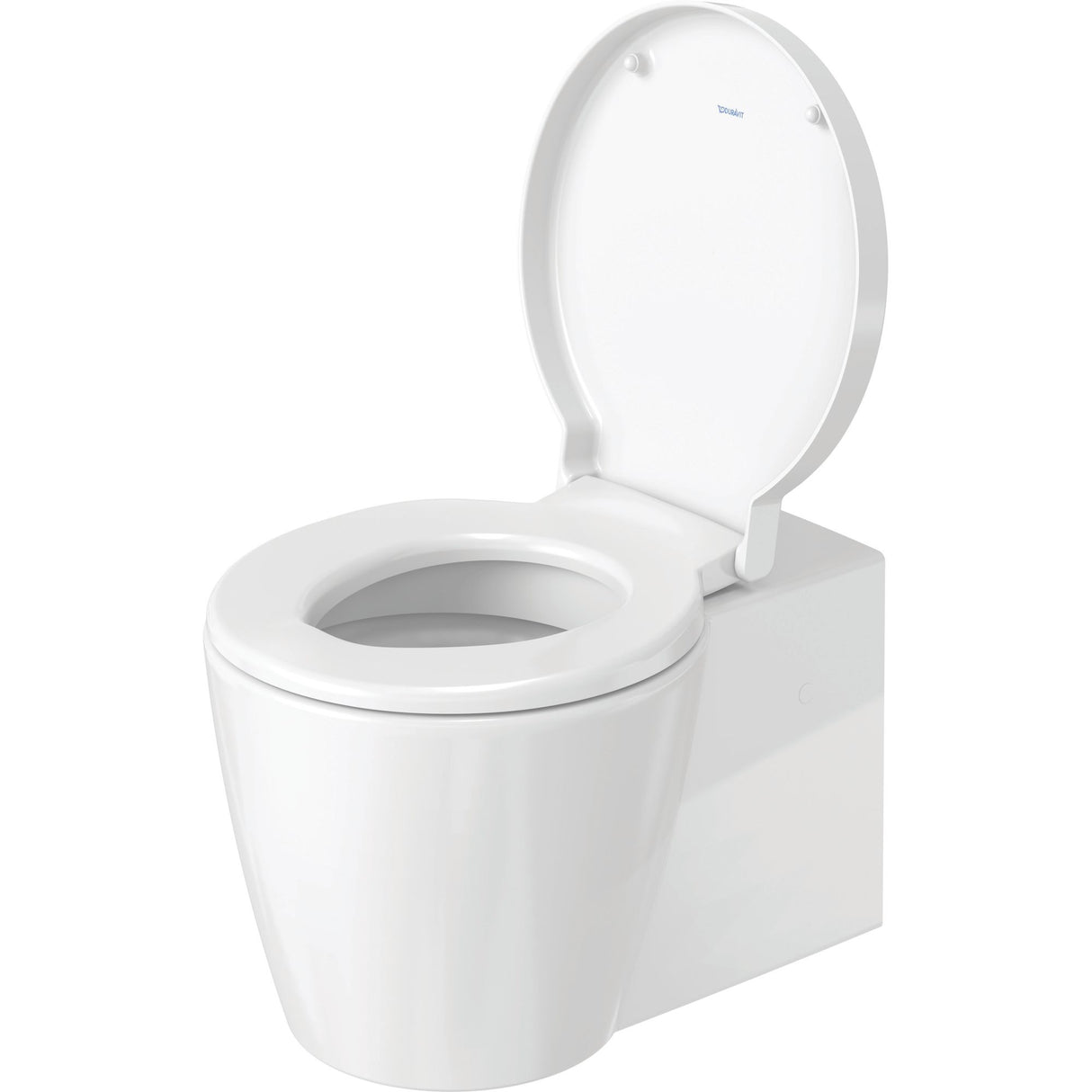 WC blanc Duravit, cuvette de toilette moderne en céramique, abattant ouvert