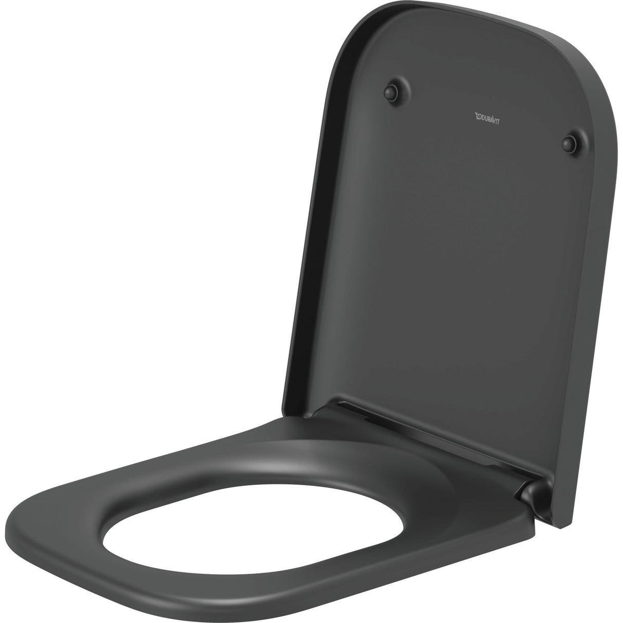 Abattant WC noir marque Duravit, design moderne, siège de toilette noir mat.