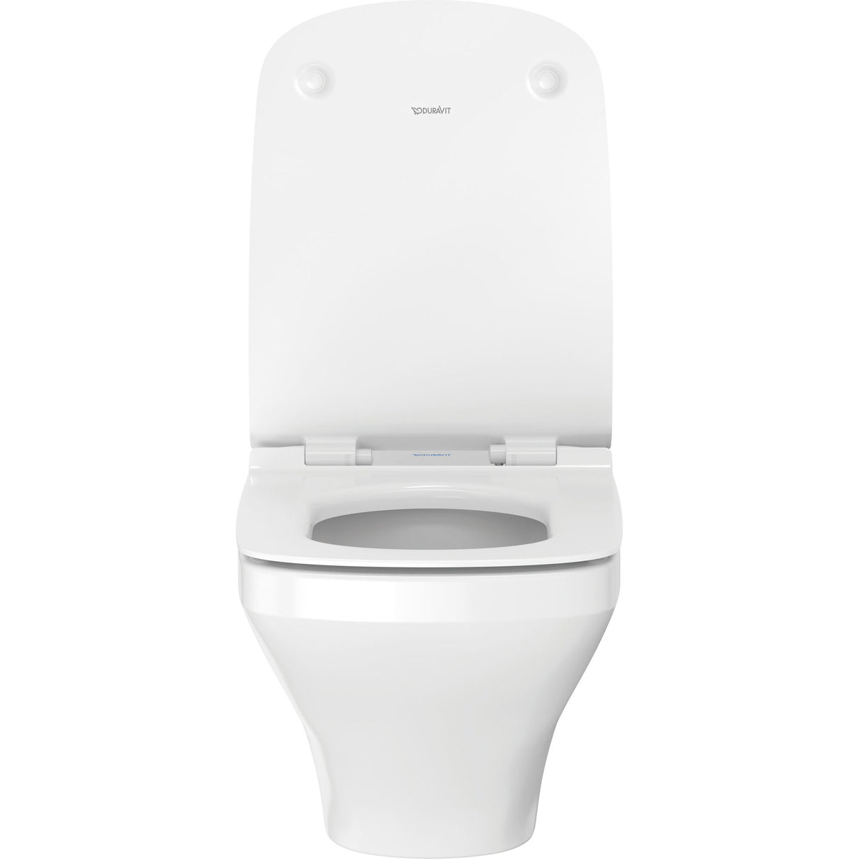 Toilette suspendue blanche Duravit, WC moderne, couleur blanche, vue de face