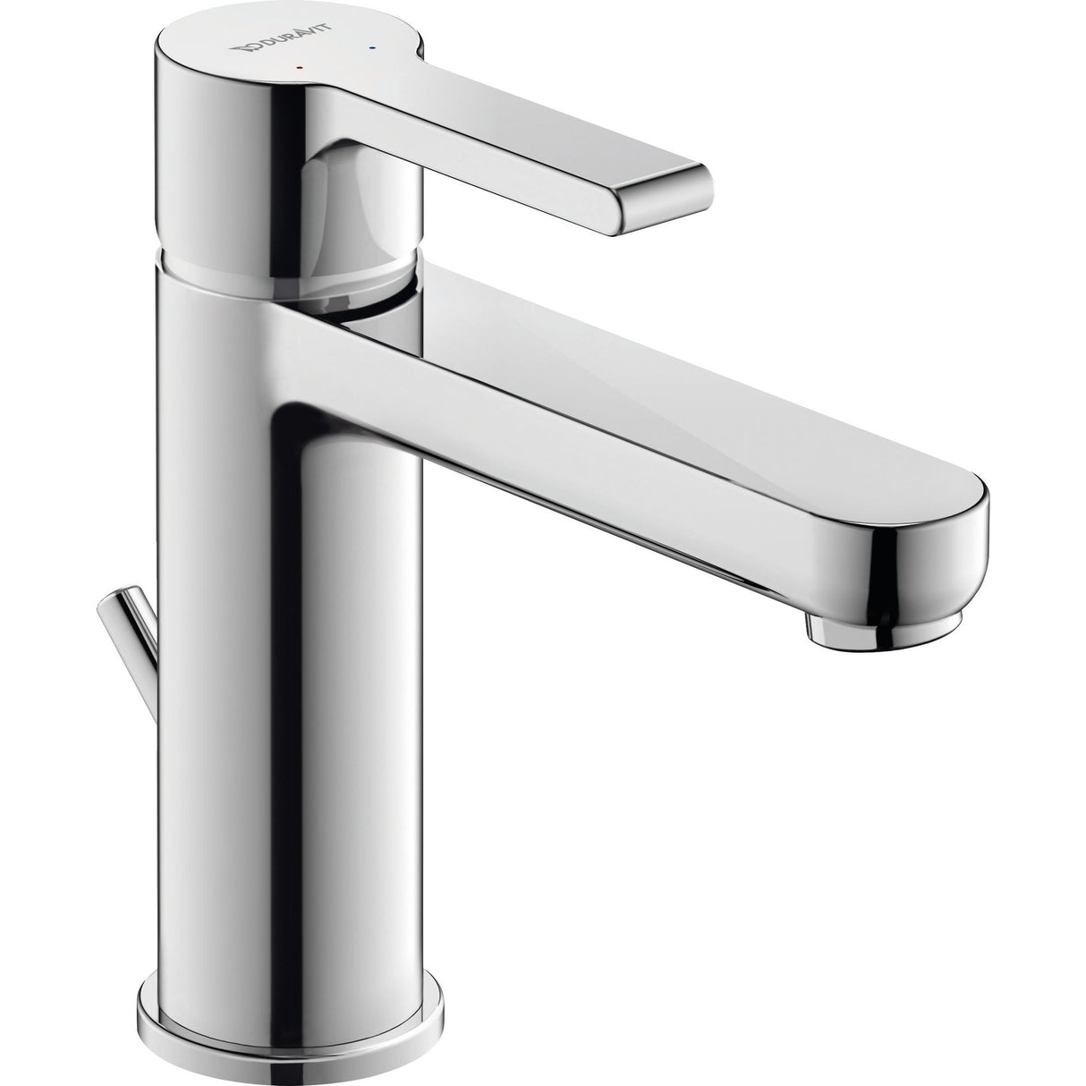 Mitigeur lavabo chromé Duravit, robinet salle de bain couleur argent, design moderne
