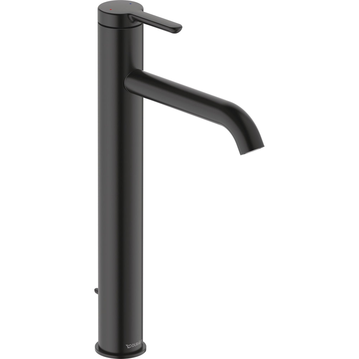 Mitigeur lavabo noir mat Duravit, robinetterie moderne, design minimaliste.