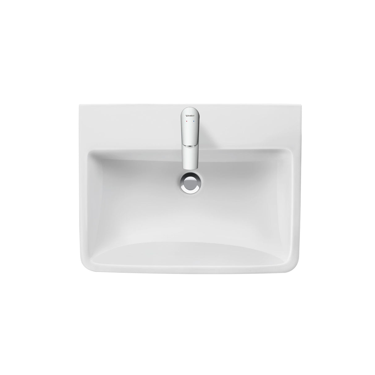 Lavabo blanc Duravit avec robinet moderne, sanitaire salle de bain