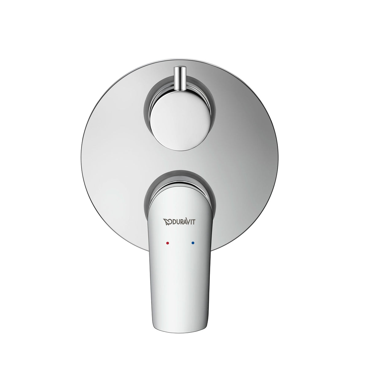 Mitigeur de douche chromé Duravit, robinetterie murale moderne, couleur argentée.
