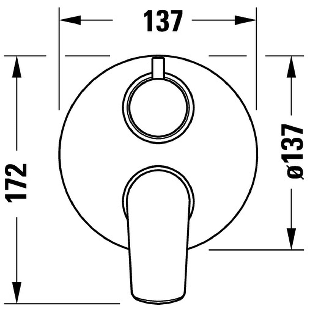Mitigeur Grohe, robinet de douche chromé, schéma technique avec dimensions.
