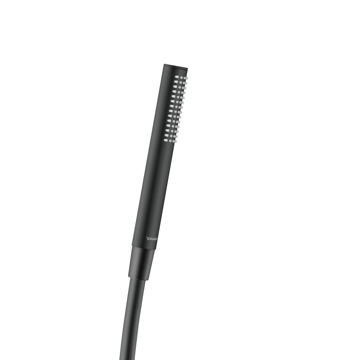 Douchette Grohe noire cylindrique, produit sanitaire élégant et moderne.