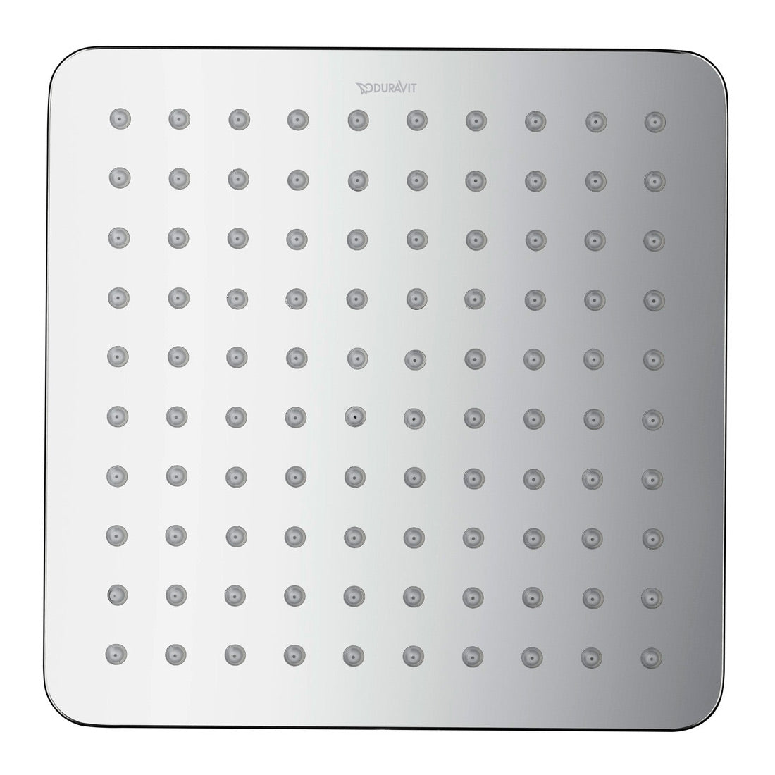 Pommeau de douche Duravit carré, inox argenté, design moderne et finition brillante