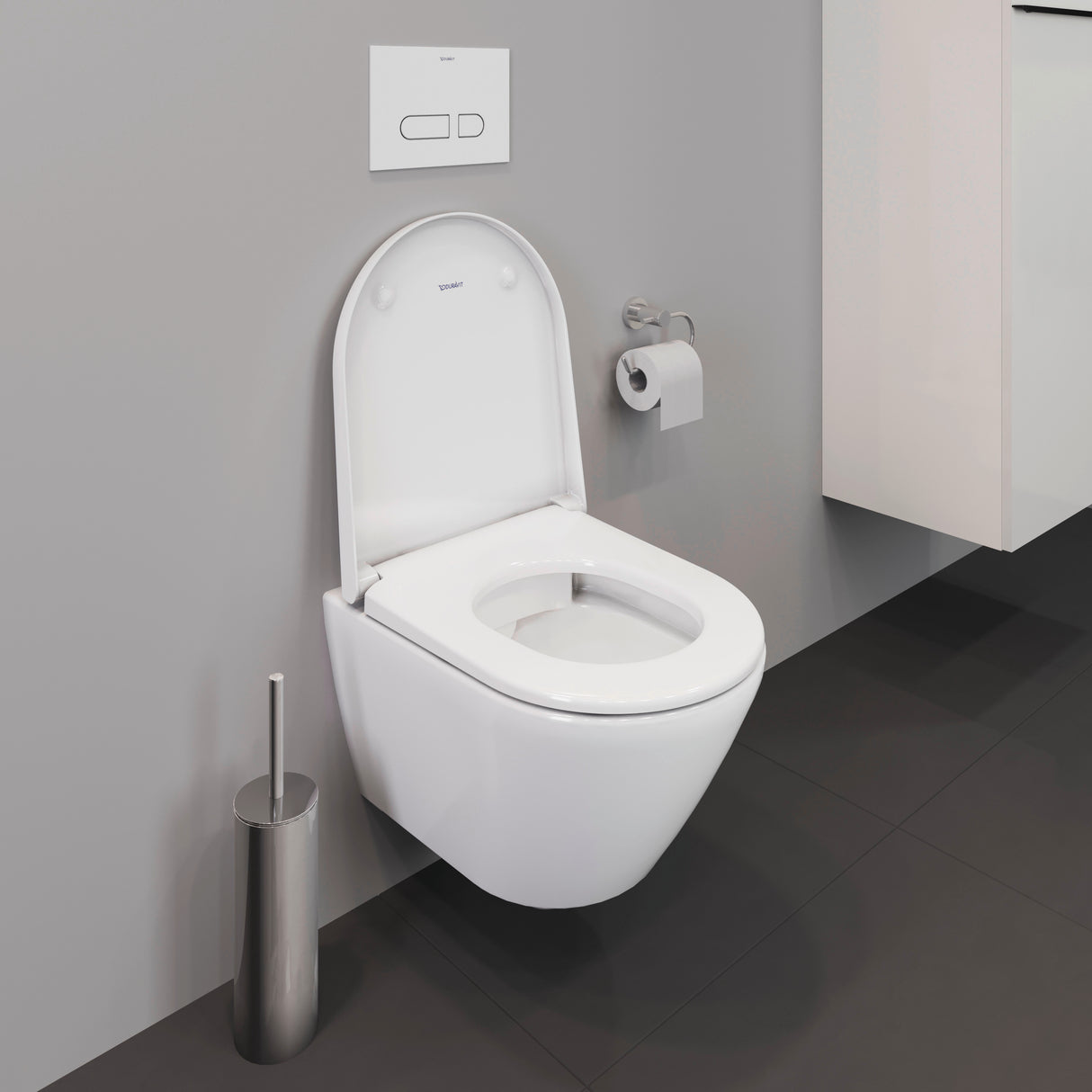 WC suspendu Duravit blanc, toilette moderne murale, salle de bain design