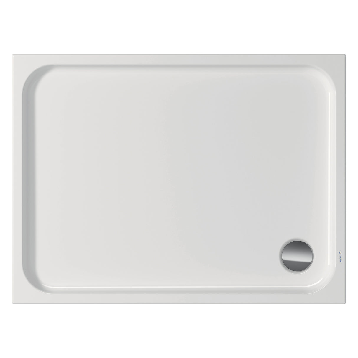 Receveur de douche blanc marque Villeroy & Boch rectangulaire, siphon latéral visible.