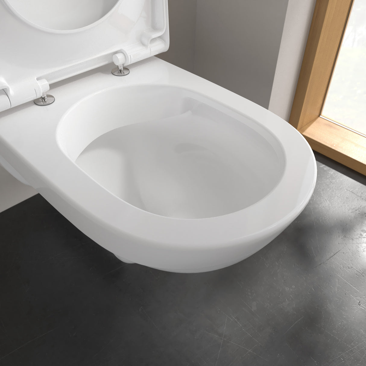 Toilette suspendue blanche, marque Grohe, design moderne pour salle de bain