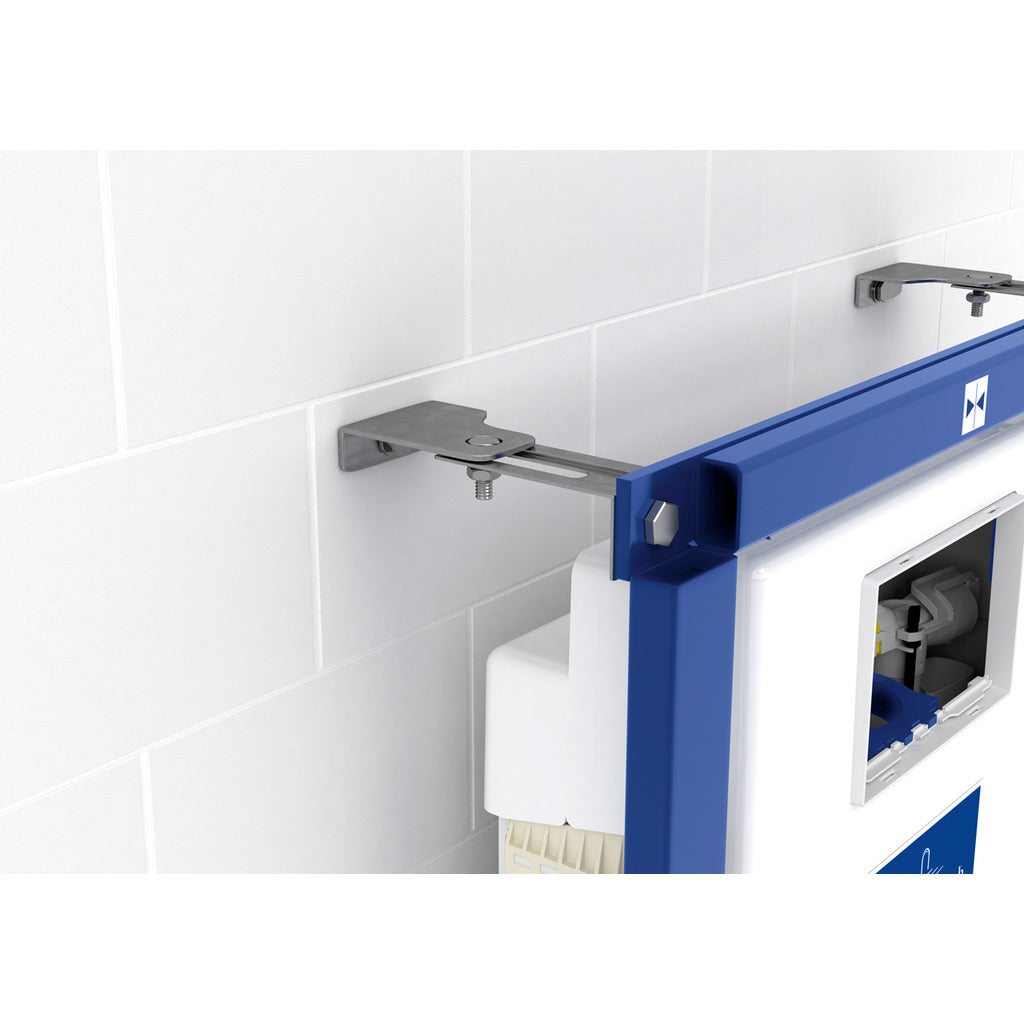 Fixation murale Grohe, bâti-support WC encastré, bleu et blanc, sanitaire.