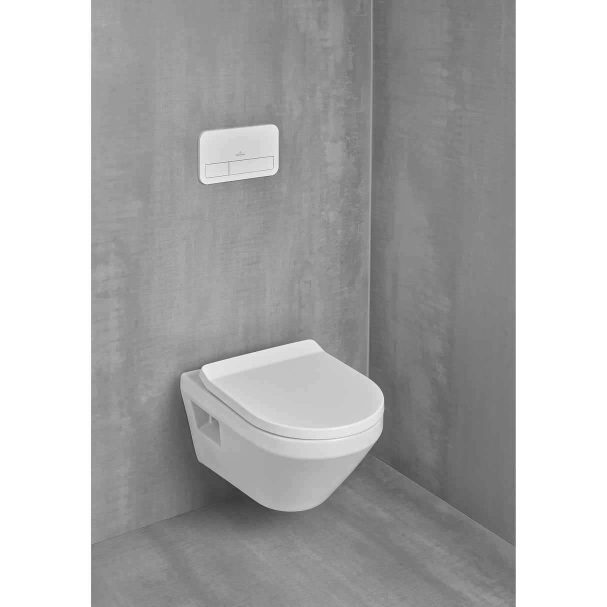 WC suspendu Villeroy & Boch blanc avec plaque de commande, toilettes modernes