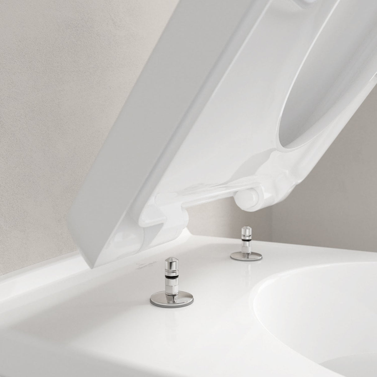 Abattant WC blanc Grohe, siège de toilette moderne avec charnières chromées