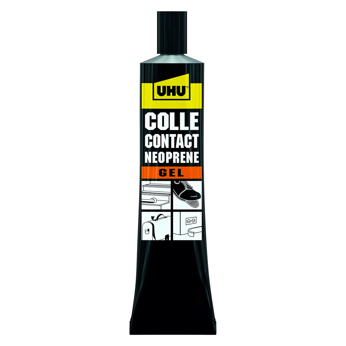 UHU Contact néoprène gel - Colle super forte universelle et gélifiée, ne goutte pas et ne file pas, adhère immédiatement, transparente, tube 120g