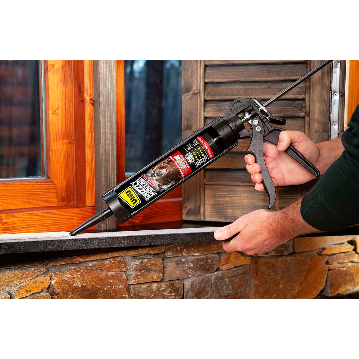 UHU Grizzly Power - Colle de fixation et montage rapide, ultra forte, prise initiale très élevée, sans solvants, blanche, cartouche 370g