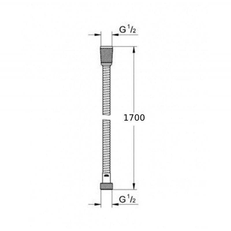 Flexible douche Grohe, type tuyau, couleur chrome, longueur 1700 mm, raccords G1/2.
