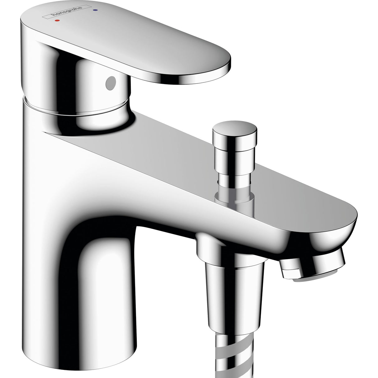Mitigeur de baignoire Grohe, robinet chrome brillant, design moderne.