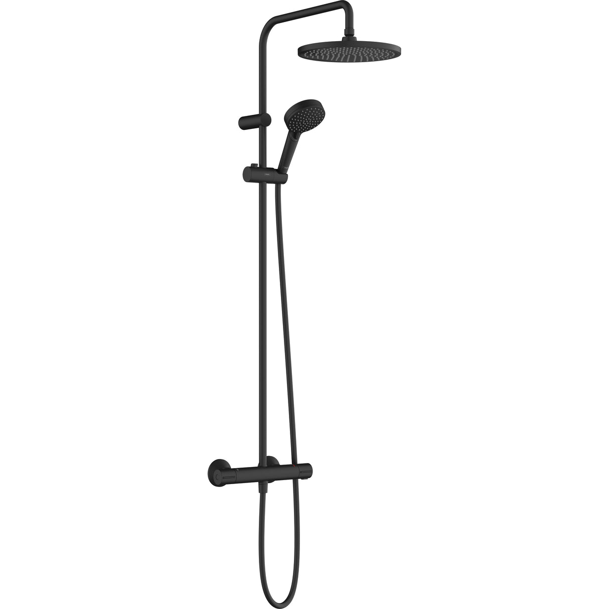 Colonne de douche Grohe noire, mitigeur thermostatique, design moderne.