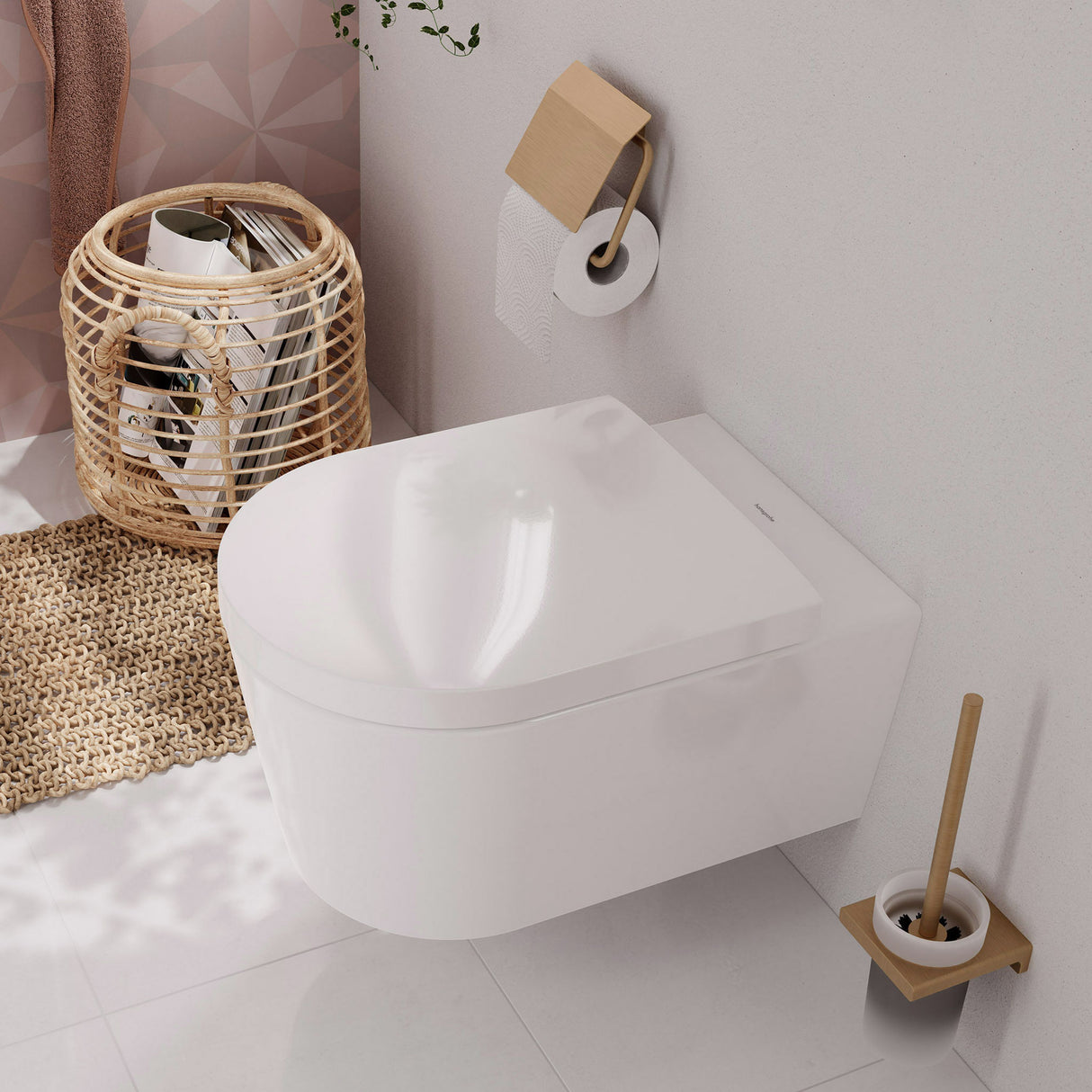 WC suspendu blanc, marque Villeroy & Boch, design moderne, salle de bain.