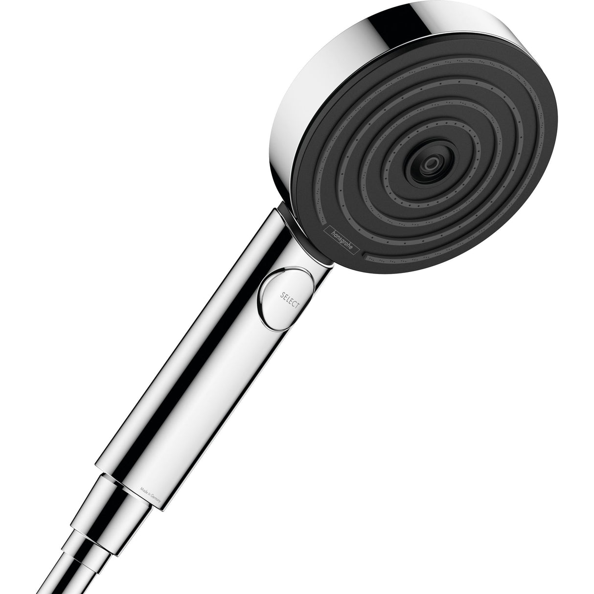 Douchette Hansgrohe, pommeau de douche, couleur chrome et noir, design moderne