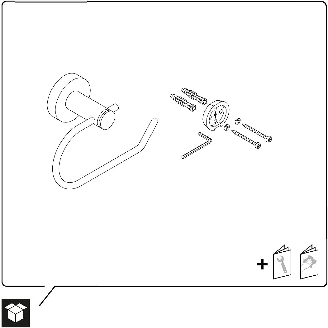 Porte-papier toilette Grohe, accessoire mural argenté, kit de fixation inclus.