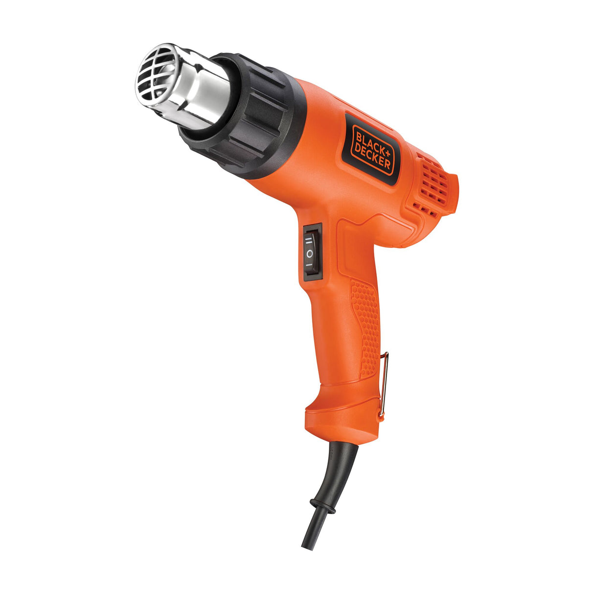 Décapeur thermique Black+Decker, outil électrique, couleur orange.