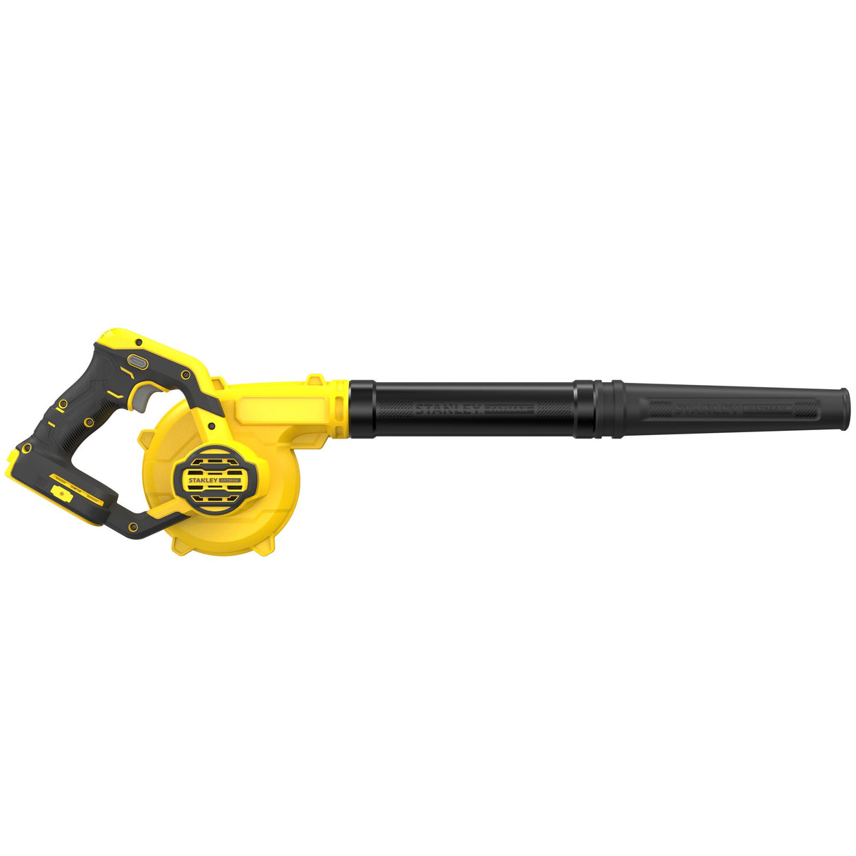 Souffleur électrique Stanley, outil portatif noir et jaune, pour nettoyage.