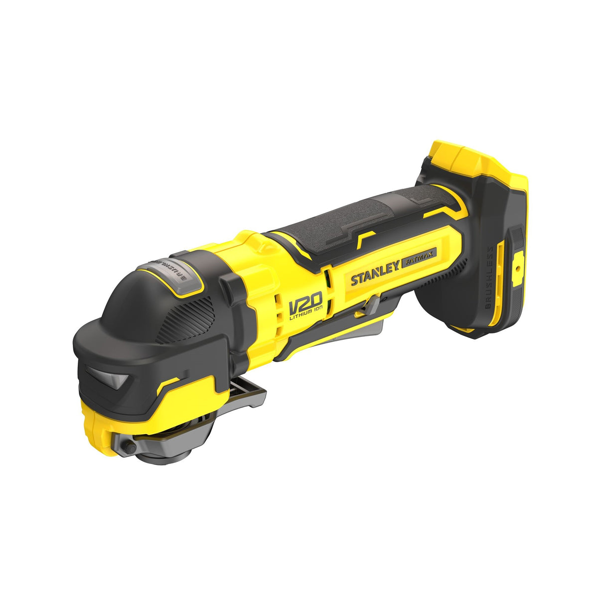 Outil multifonction Stanley électroportatif jaune et noir, sans fil, modèle V20.