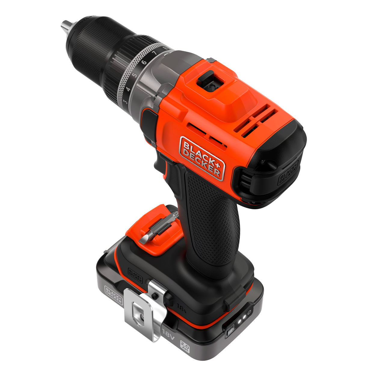 Perceuse visseuse BLACK+DECKER 18V brushless avec 2 batteries 2Ah, en mallette, idéale pour bricolage écologique.