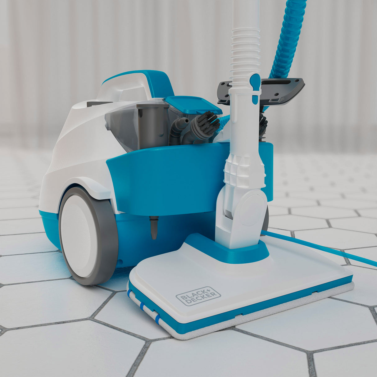 Balai-vapeur BLACK+DECKER Traineau Multifonction avec 8 accessoires, nettoyeur vapeur puissant de 2000W.