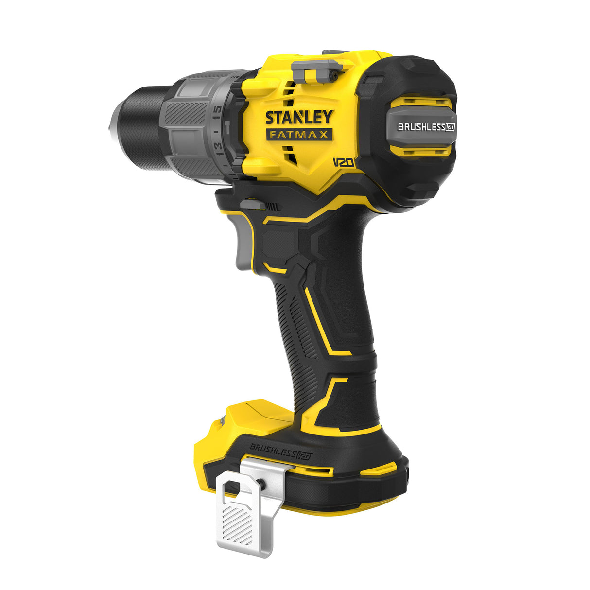 Perceuse-visseuse Stanley, couleur jaune et noire, modèle Fatmax, outil électroportatif.