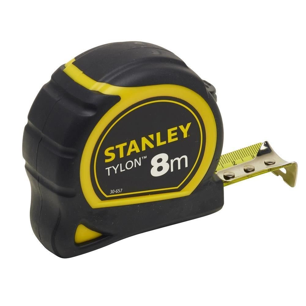 Mètre ruban Stanley Tylon, outil de mesure, noir et jaune, 8 mètres