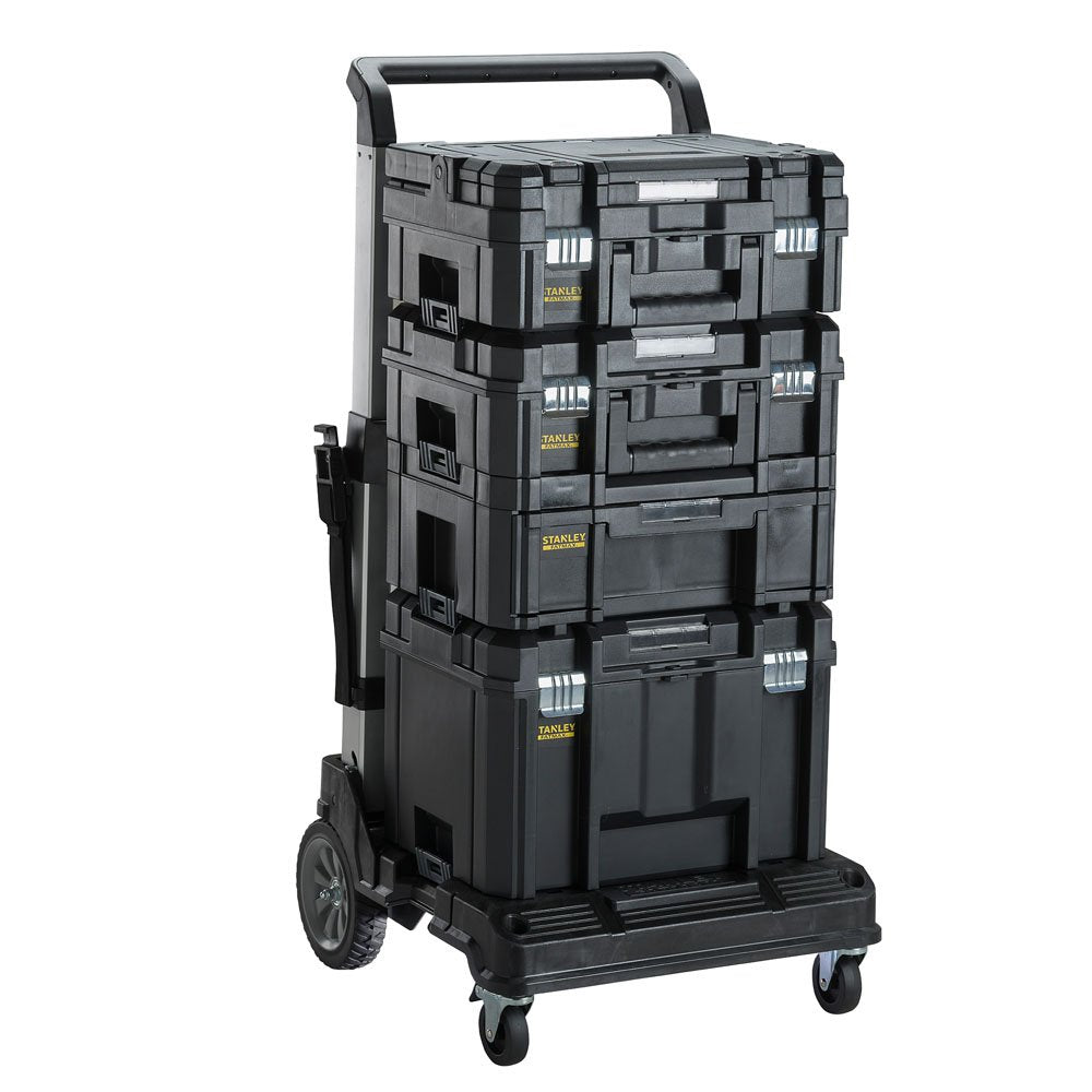 Chariot de rangement Stanley, type coffret à outils, couleur noire avec roulettes