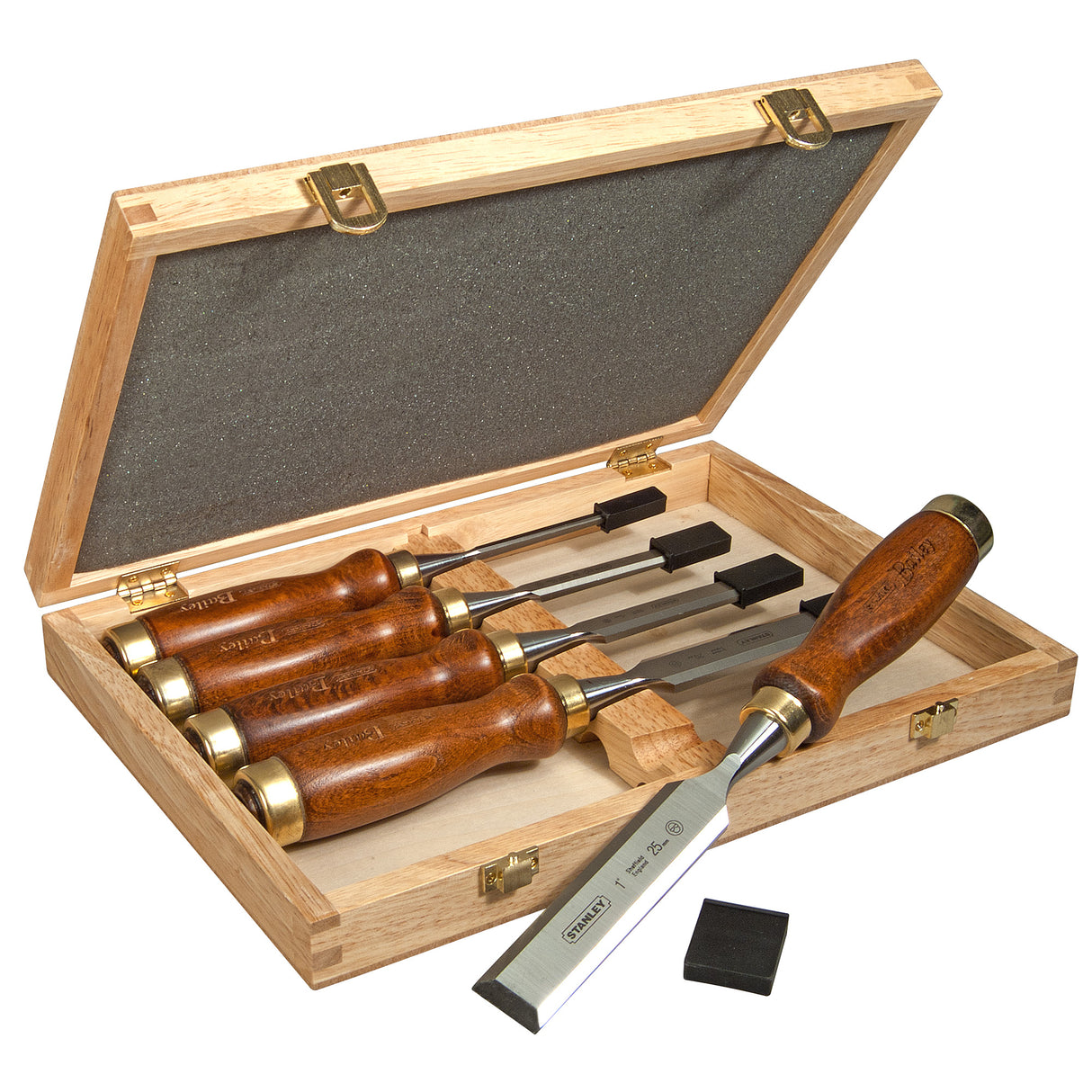 Coffret de ciseaux à bois Stanley, manche bois marron, outil de menuiserie