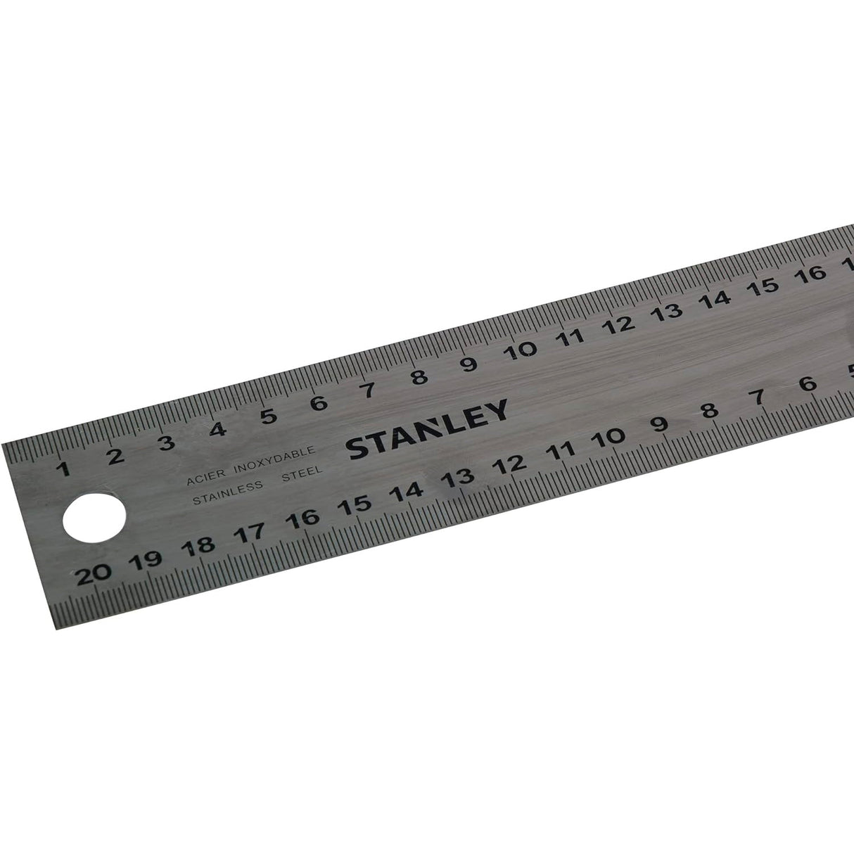 Règle en acier inoxydable Stanley, outil de mesure argenté, graduations visibles