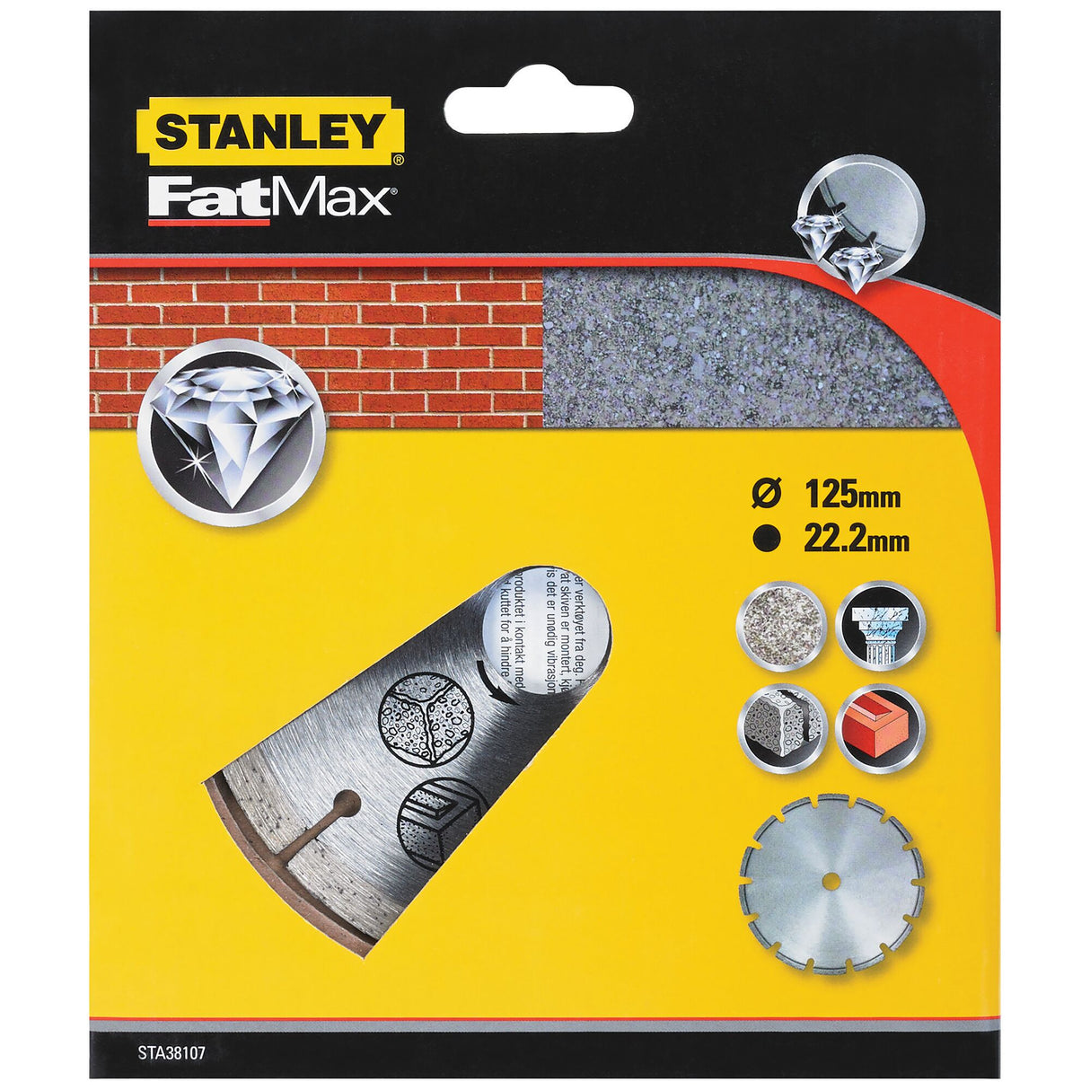 Disque diamant Stanley FatMax gris pour découpeuse, 125 mm, pour béton et matériaux durs.