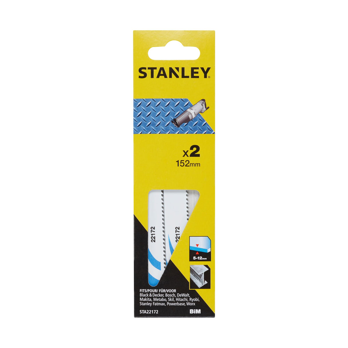Lame de scie sauteuse Stanley, blanc, lot de 2, pour le métal, 152mm.