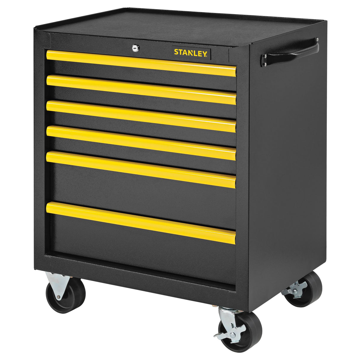 Servante à outils Stanley noire et jaune avec six tiroirs et roulettes