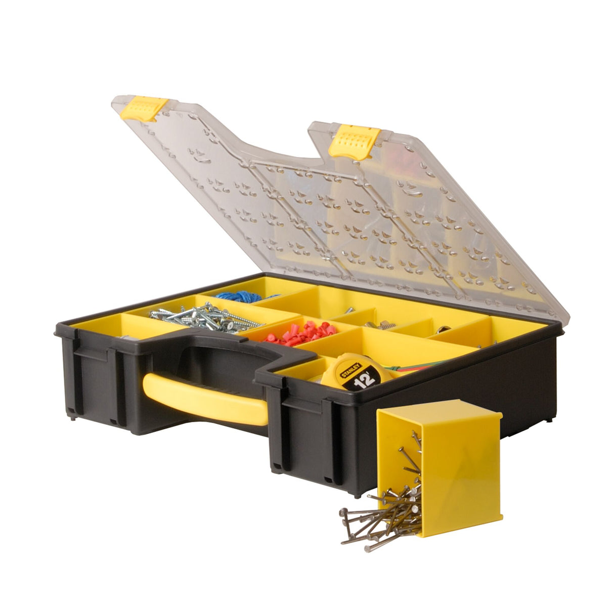 Boîte de rangement Stanley, organiseur d’outils et vis, noir et jaune