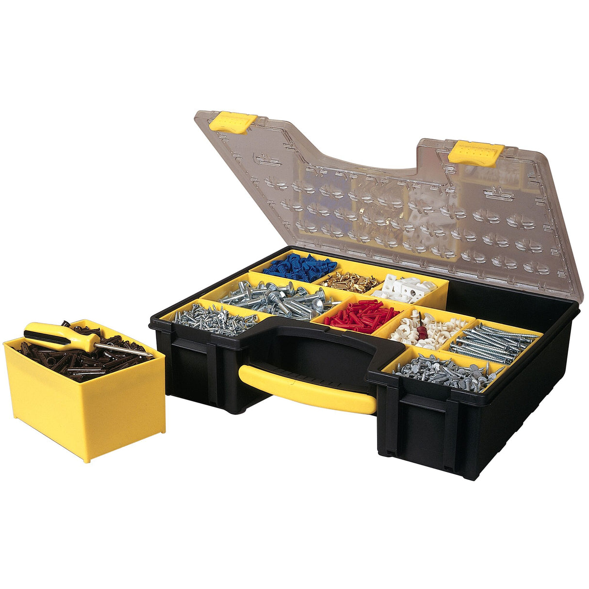 Boîte de rangement Stanley, organisateur d’outils et visserie, couleur noir et jaune