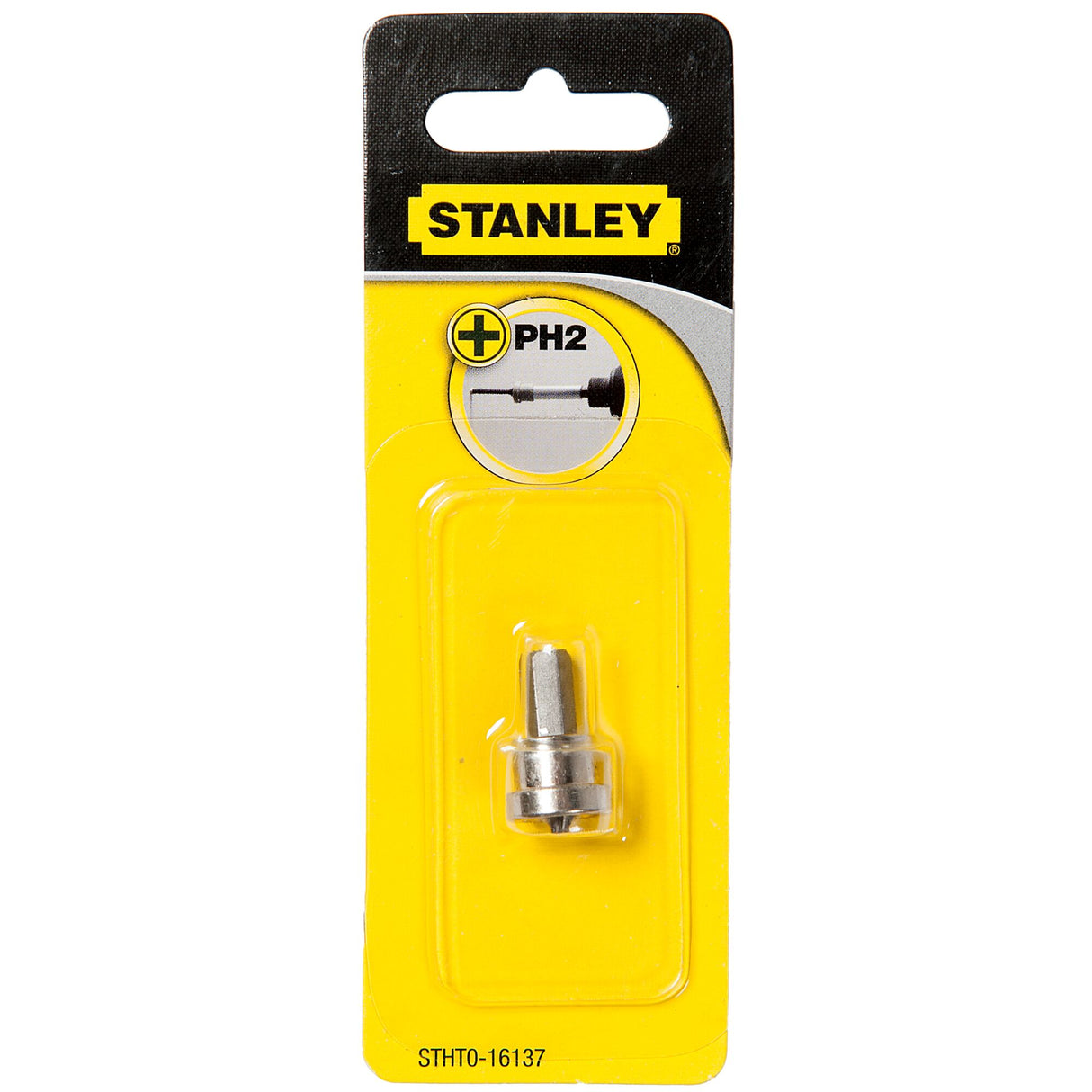 Embout tournevis Stanley PH2, accessoire outillage, couleur gris argenté, emballage jaune