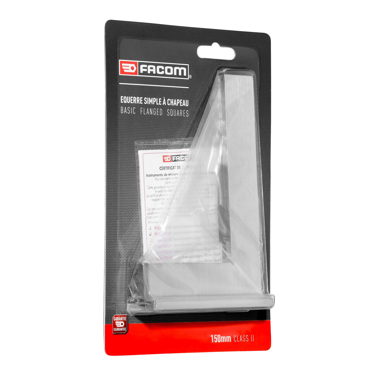 Équerre simple Facom en acier gris, outil de mesure pour le traçage, 150 mm.