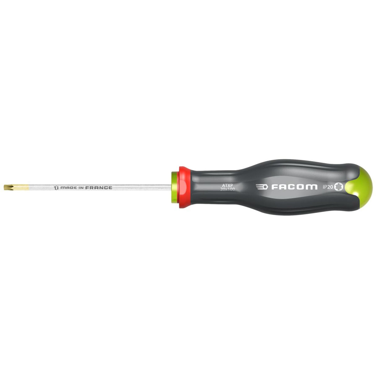 Tournevis marque Facom, modèle torx, manche noir avec embouts rouge et vert