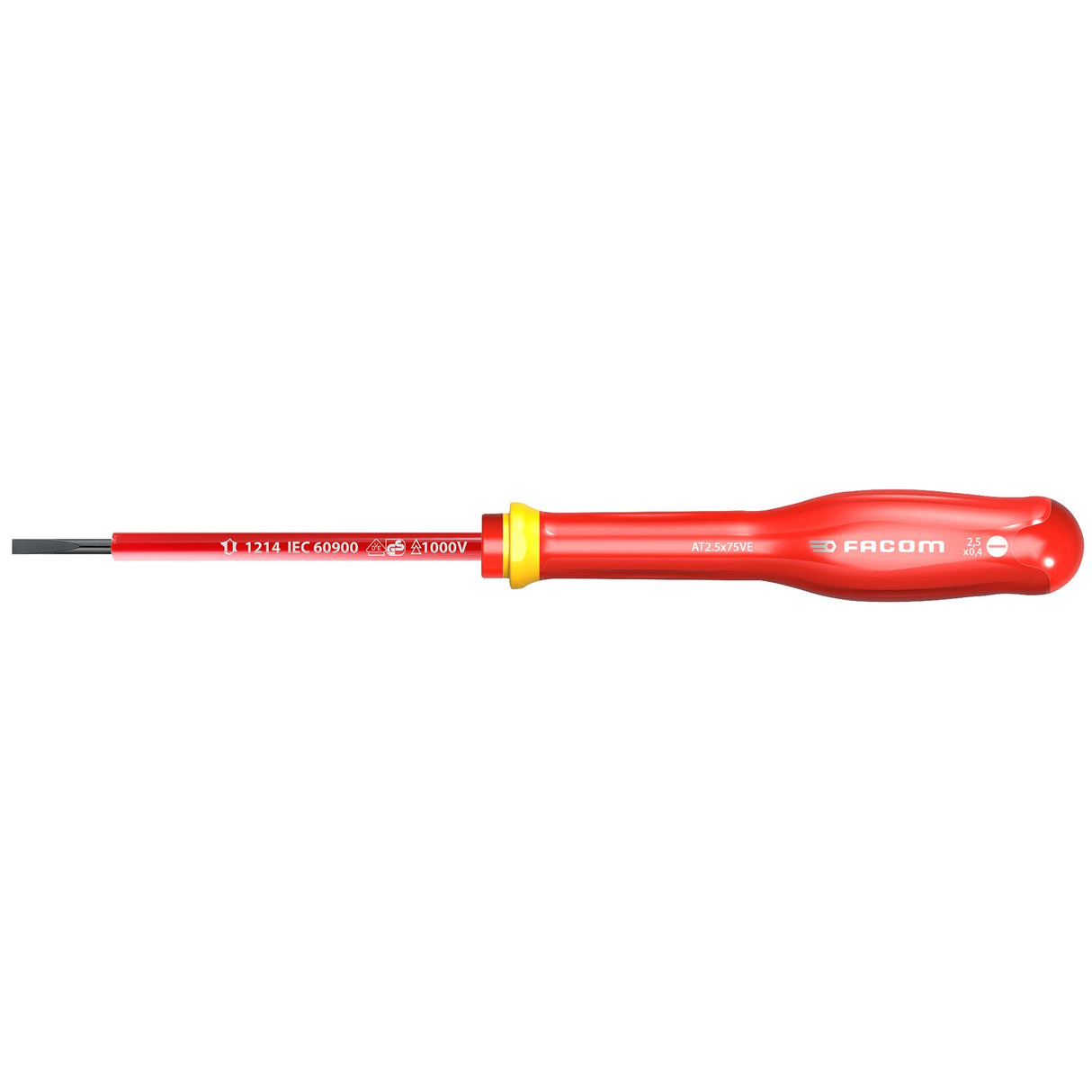 Tournevis d'électricien Facom, rouge, isolé 1000V
