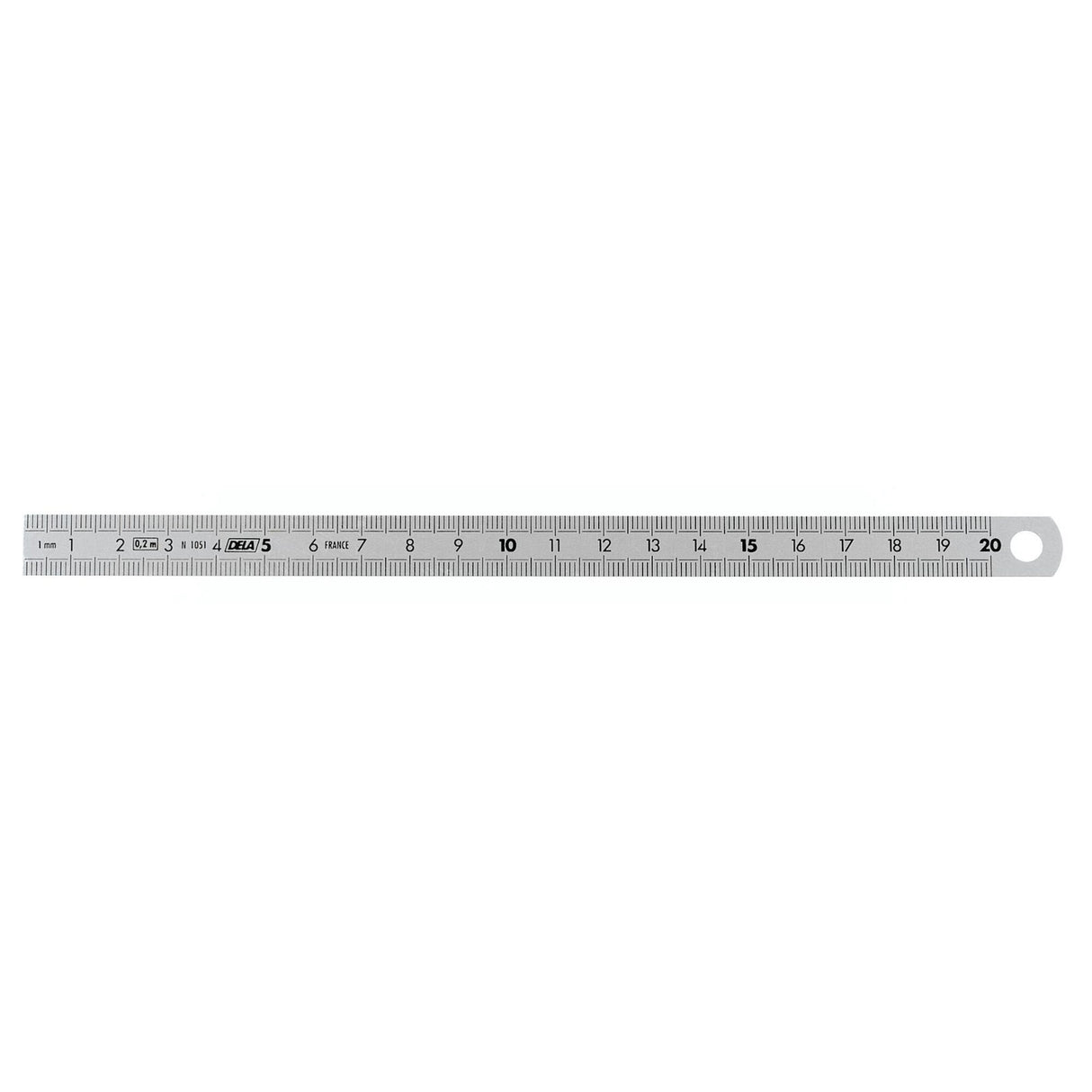 Règle plate en métal DELTA, couleur argent, outil de mesure gradué 20 cm